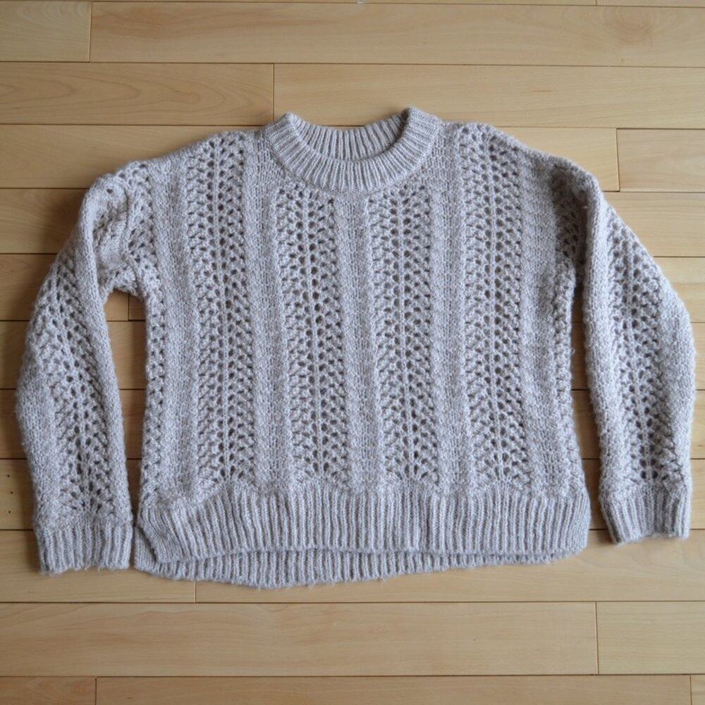 Madewell Cream Open-Knit Crewneck Sweater